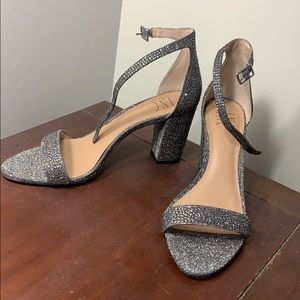 INC glitter ankle strap shoes